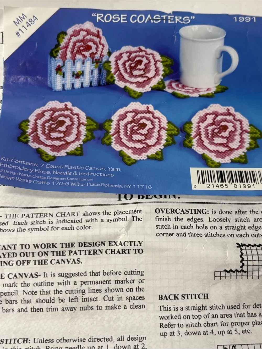 Rose Coasters Needlework Plastic Canvas Kit
